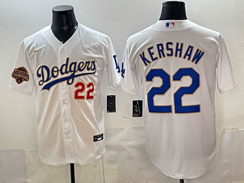 Men Los Angeles Dodgers #22 Kershaw White blue Game 2026 Nike MLB Jersey style 0071->los angeles dodgers->MLB Jersey